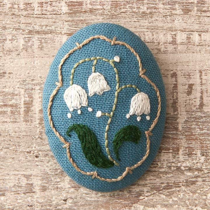 刺繍 COSMO ボタニカル刺しゅう No.92901すずらんのブローチ｜フランス