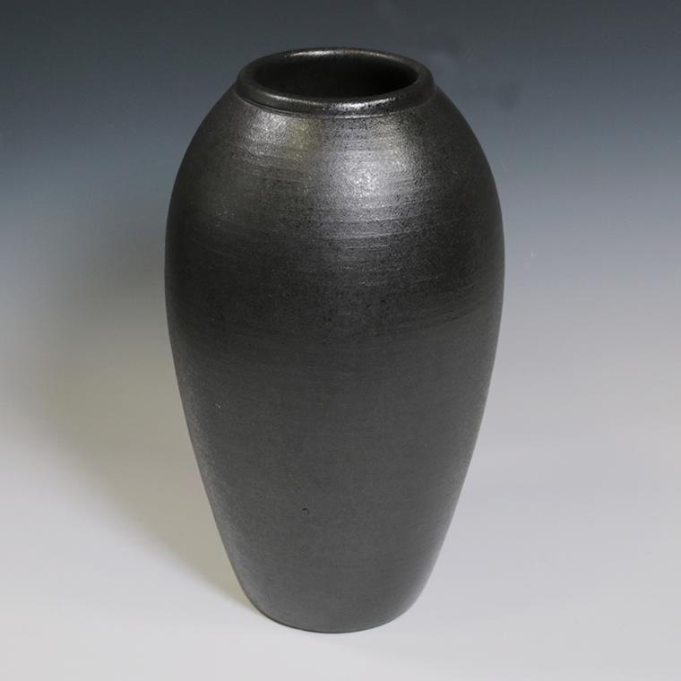 信楽焼 花瓶 花入れ 大きい 黒 おしゃれ 縦長 陶器 花器 インテリア