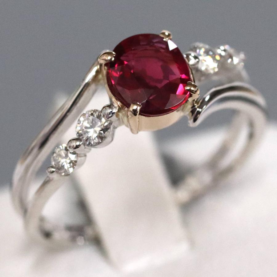 K18/K18WG非加熱ピジョンブラッドルビーダイヤモンドリング R0.76 D0