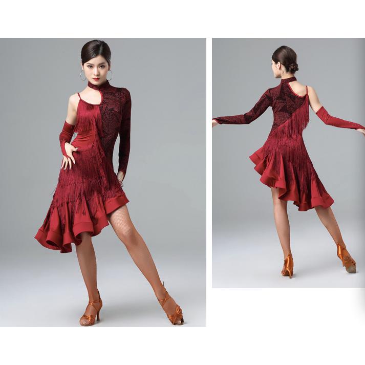 社交ダンスドレス ラテンドレス モダンドレス ダンスウエア, 競技 デモ