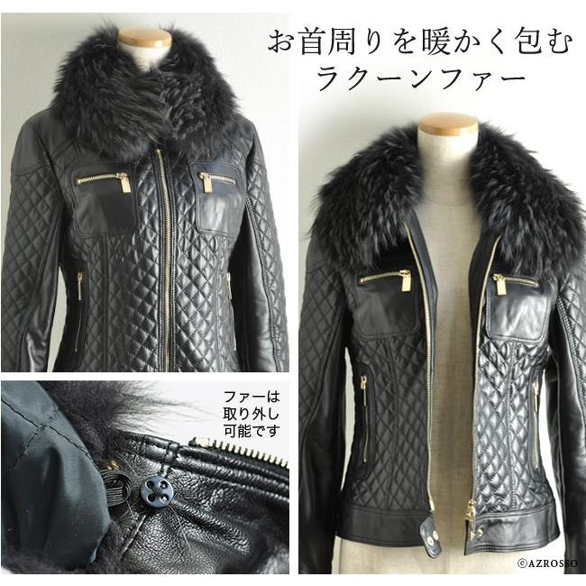 ジャケット レディース ライダース 革ジャン ラムレザー ショート