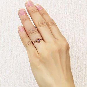 リング レディース ロードライトガーネット k18 ピンクゴールド 一粒