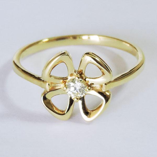 ダイヤモンド リング k18 イエローゴールド 花 フラワー リボン