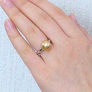 パール 指輪 真珠 リング 南洋白蝶真珠 ゴールド系 10mm ホワイト