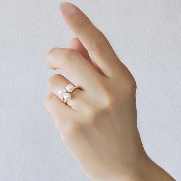 パールリング 真珠リング あこや本真珠 k18 イエローゴールド 6-6.5mm