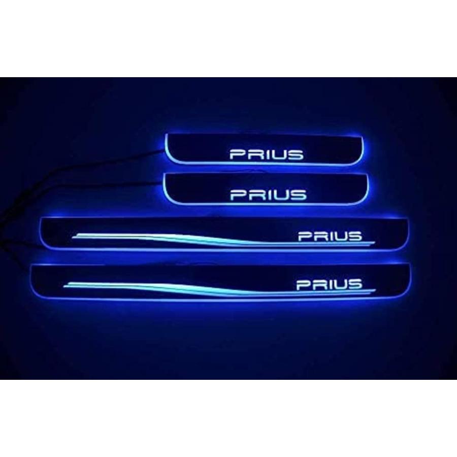 プリウス スカッフプレート LEDブルー流れる シーケンシャル LED