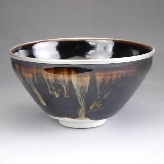 京焼 清水焼 天目茶碗 覆輪銀塗仕上げ 桶谷定一 : 松韻堂 Yahoo!店