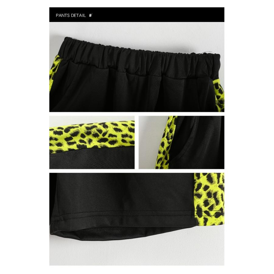 ヒップホップ ダンス衣装 キッズ セットアップ ヒョウ柄 へそ出し