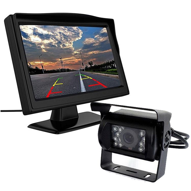 12/24V対応バックカメラセット 5インチモニターと20M映像ケーブル 防水