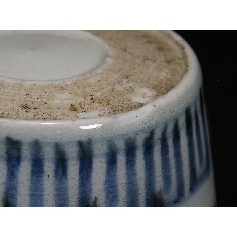 古伊万里 染付 亀甲文 見込み五弁花 蛇の目高台 蕎麦猪口 (22) : SK