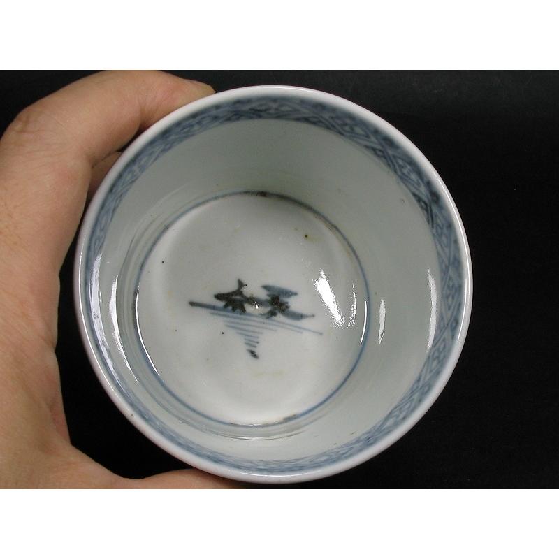 古伊万里 染付 山水文 見込み帆掛け舟 蛇の目高台 蕎麦猪口 (23) : SK