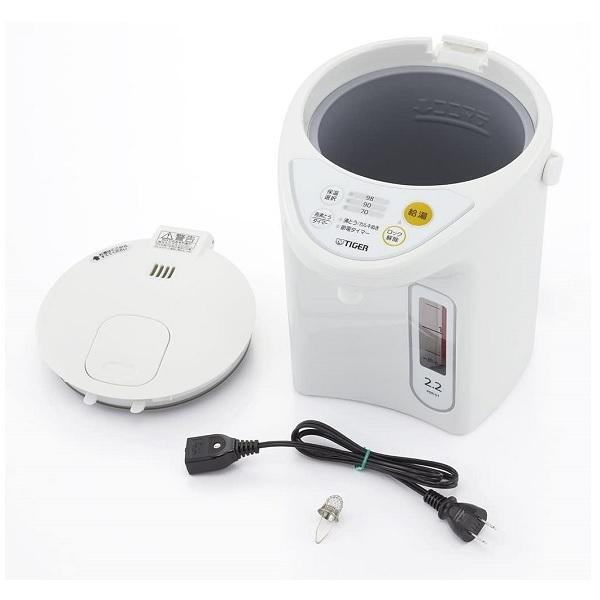 タイガー（TIGER） マイコン 電動 ポット 2.2L ホワイト 白 節電 3段階