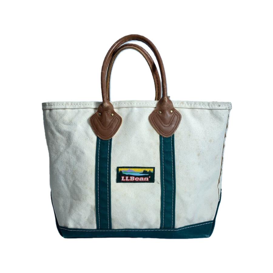 L.L.Bean◇80s/ビーントート/ジッパー付き/コットン/CRM/汚れ有