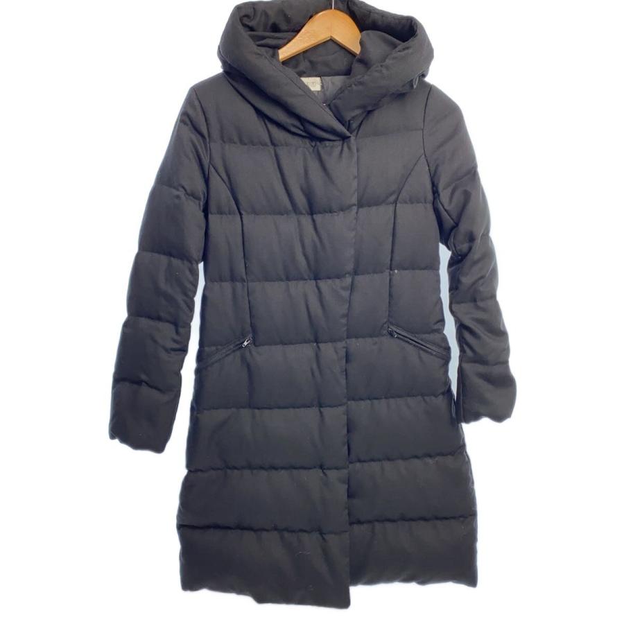 PLST◇ロングダウンジャケット/S/ポリエステル/ブラック/無地/12