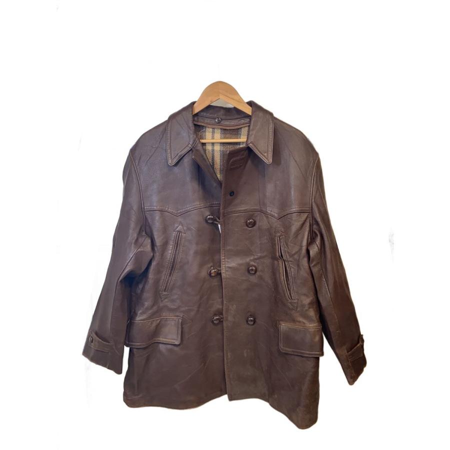 EURO VINTAGE◇レザーカーコート/ジャケット/--/レザー/BRW/無地