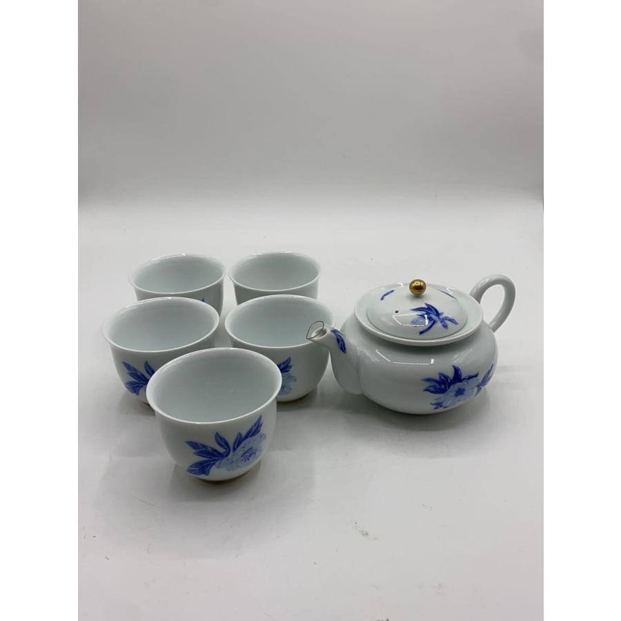 深川製磁◇湯呑/6点セット/WHT/急須湯呑揃/オリエンタルブルー