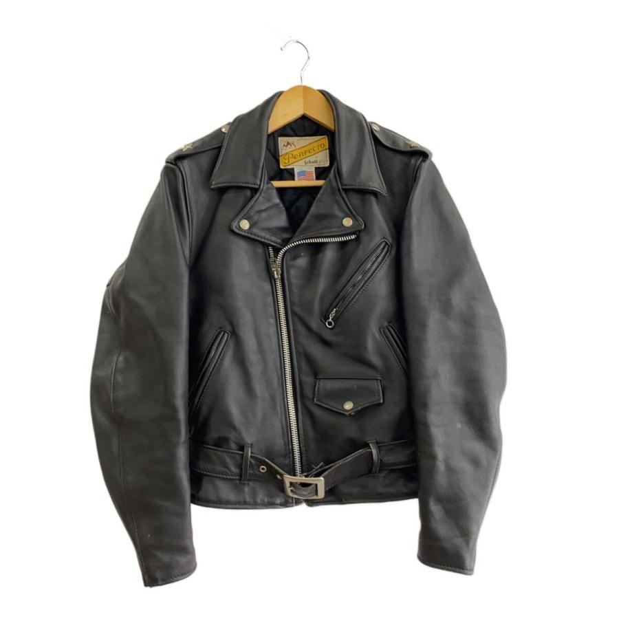 Schott◇ワンスター/ダブルライダースジャケット/34/レザー/BLK/613