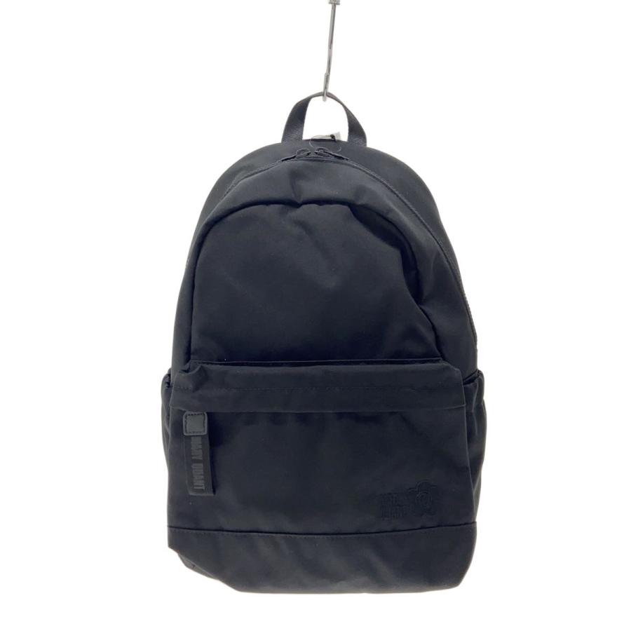 MARY QUANT◇オールブラックシンプルロゴリュック/ナイロン/BLK