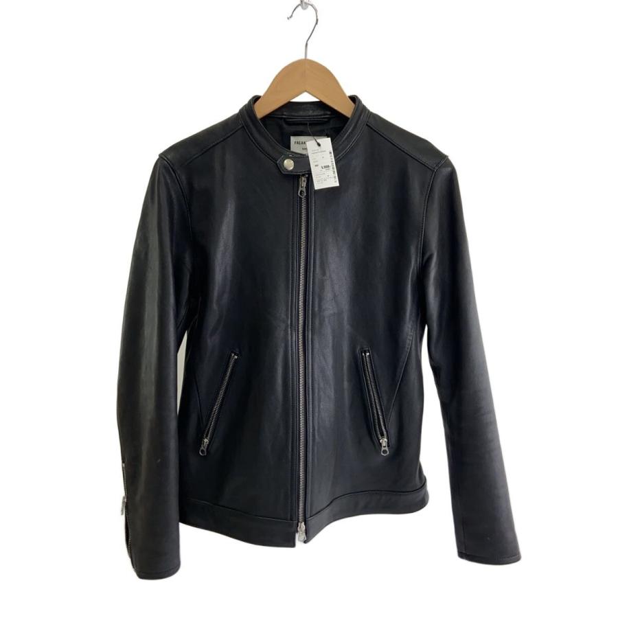 FREAK'S STORE◇シングルライダースジャケット/M/山羊革/ブラック/無地