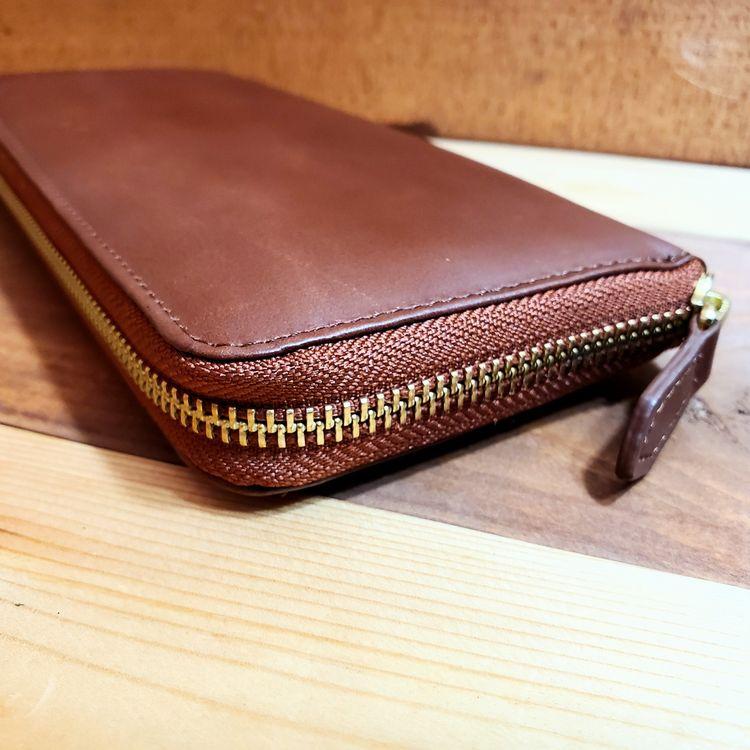 牛ヌメ革 長財布 ラウンドファスナー レザーラウンドファスナー ロング