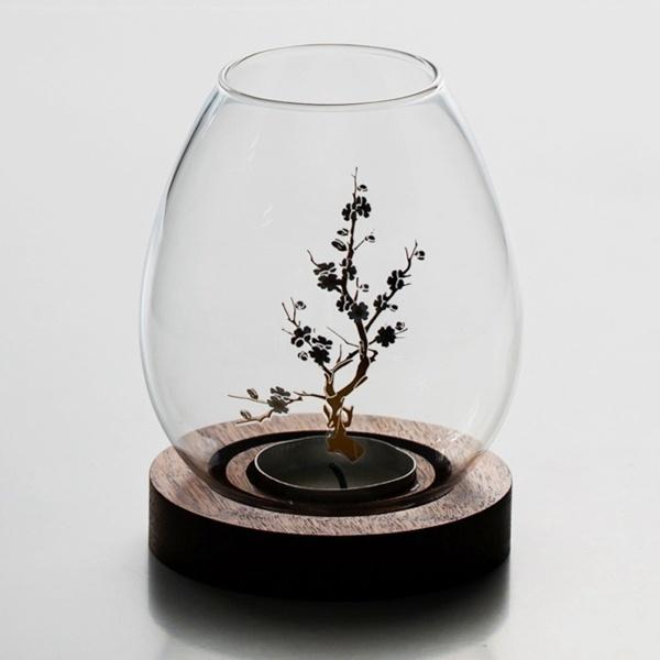 丸い中空ガラスキャンドルホルダーティーライト燭台ホームオフィスの