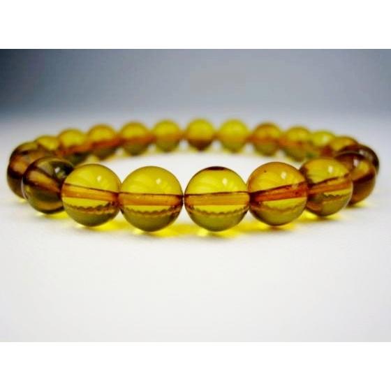 ブレスレット 天然琥珀 アンバー Φ9.4±0.2mm 鑑別書付き 一点物