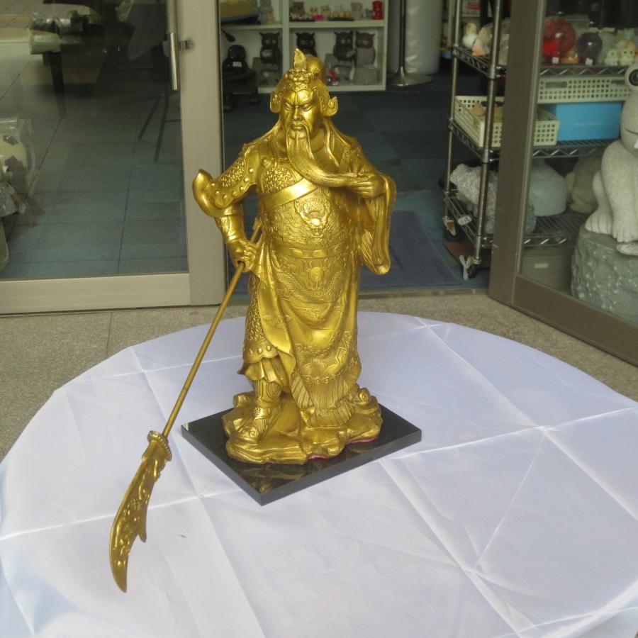 関羽 雲長 銅製 置物 高さ35cm 黒台付き 開運 風水 インテリア 財運