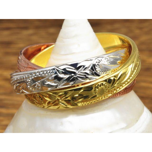 ハワイアンジュエリー 指輪 3色 3連 トリニティ リング ピンクゴールド