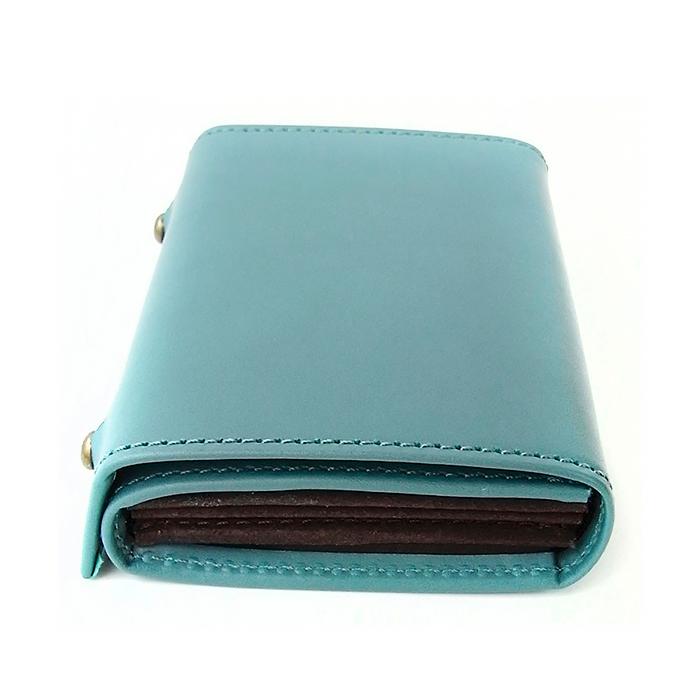 m+（エムピウ） コンパクトな財布 MILLEFOGLIE2 Pig ターコイズxチョコ