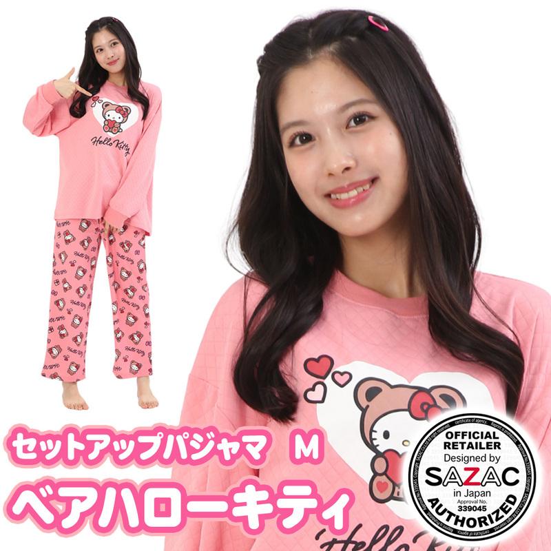 SAZAC(サザック) ベアハローキティセットアップパジャマ ピンク×ピンク