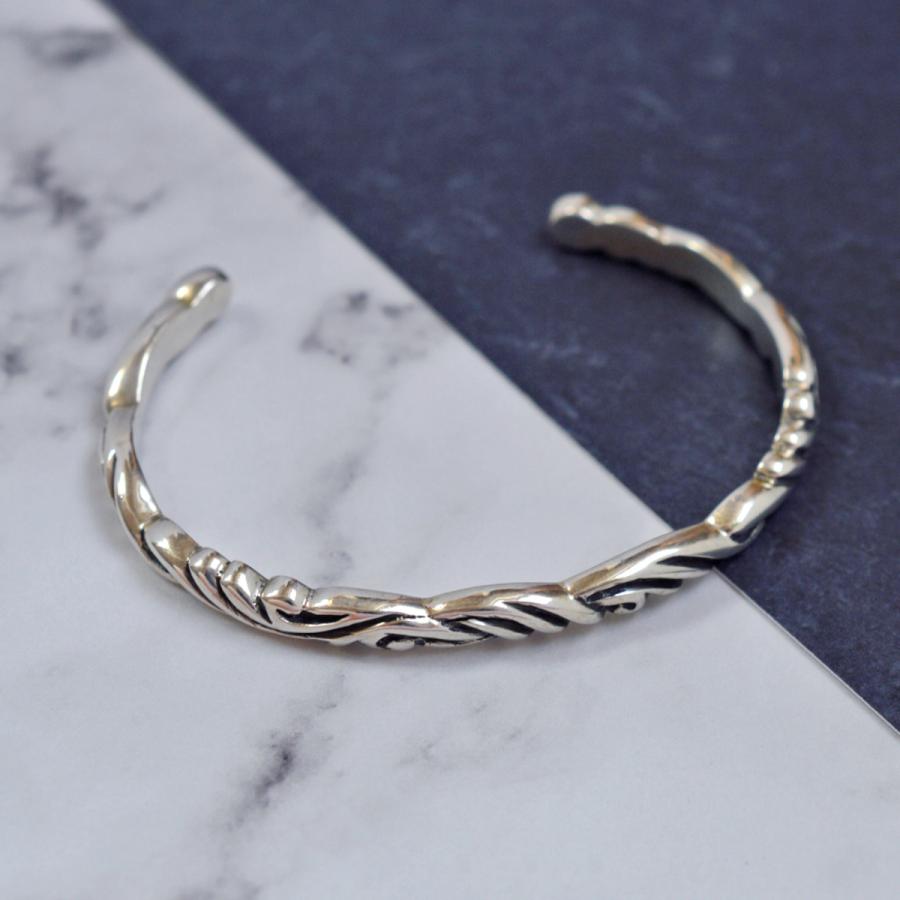 シルバー 燻し ツイスト ねじり バングル レディース シルバー925