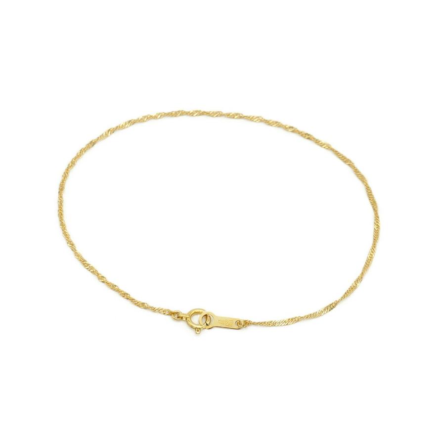 ブレスレット チェーン 18金 イエローゴールド スクリューチェーン 幅