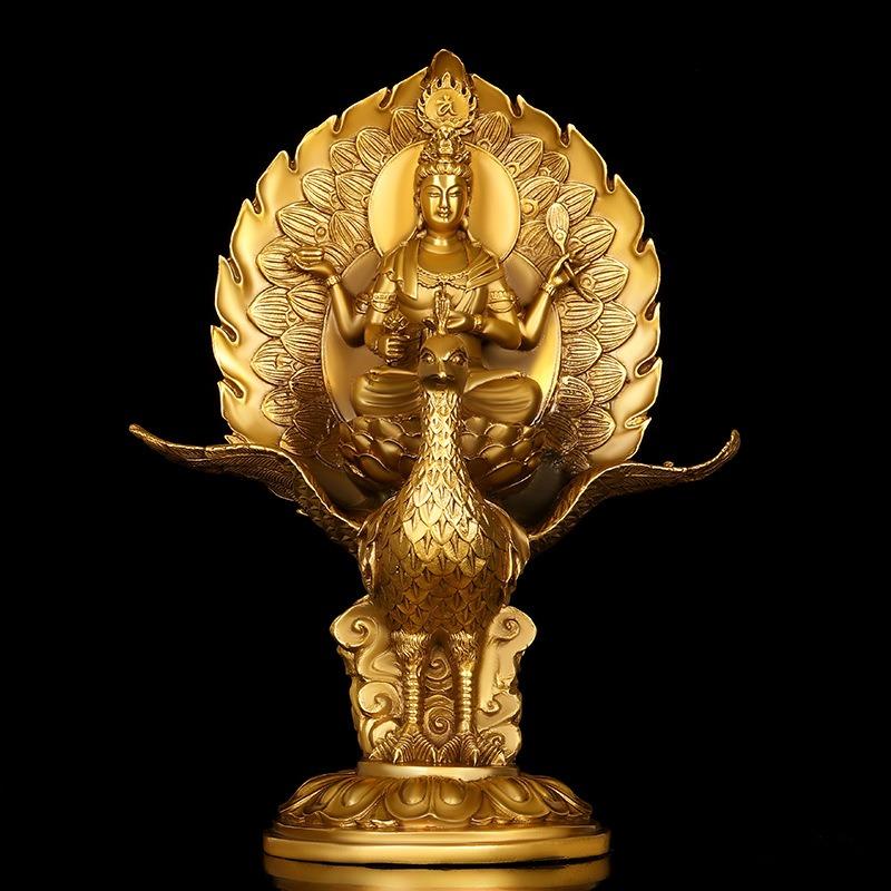 孔雀明王 黄金 金色 置物 オブジェ 仏像 神様 インテリア リビング