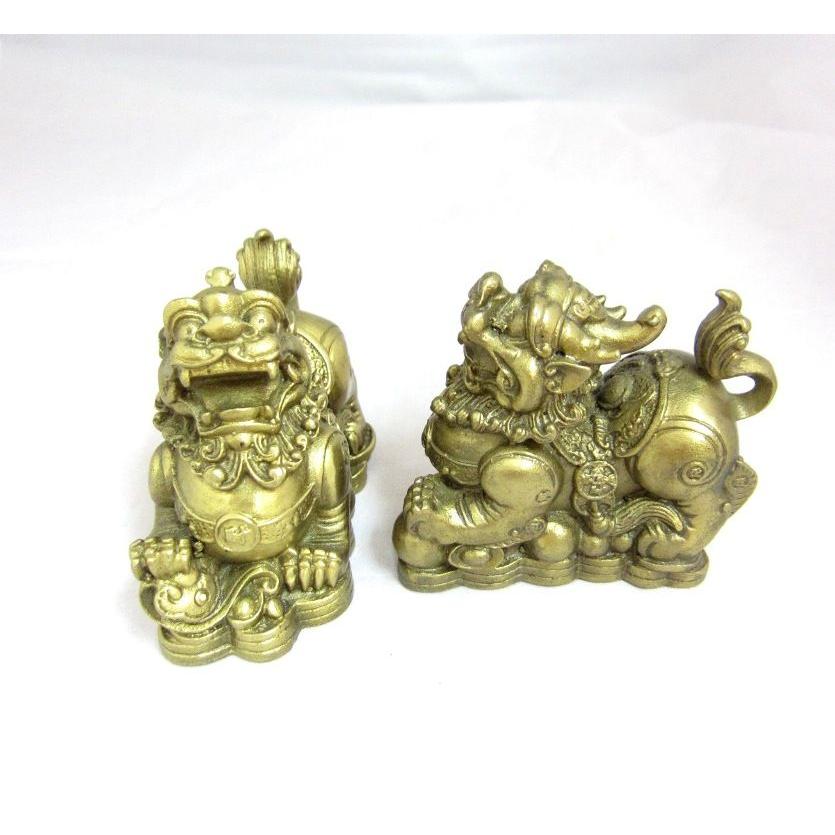 貔貅 ヒキュウ ペア 銅製置物 7.5cm 金運 財運 商売繁盛 : 横浜中華街