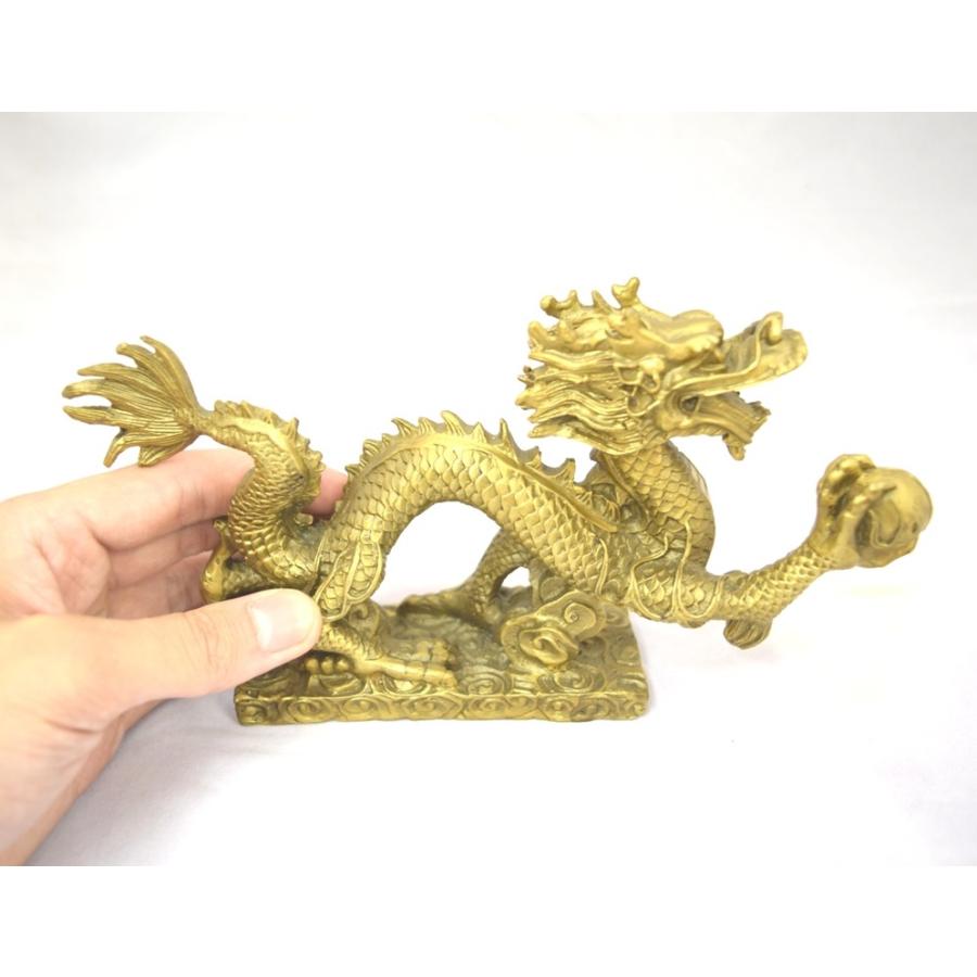 龍 ドラゴン 銅製置物 横型 如意宝珠 20cm : 横浜中華街龍 - 通販