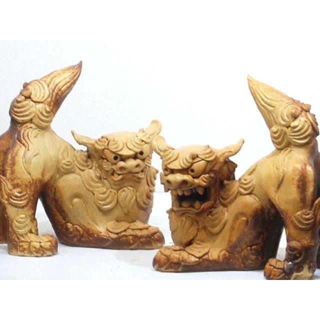 シーサーペア 伏せ30cm＠陶芸JIN・宮城勝人 沖縄 置物 シーサー