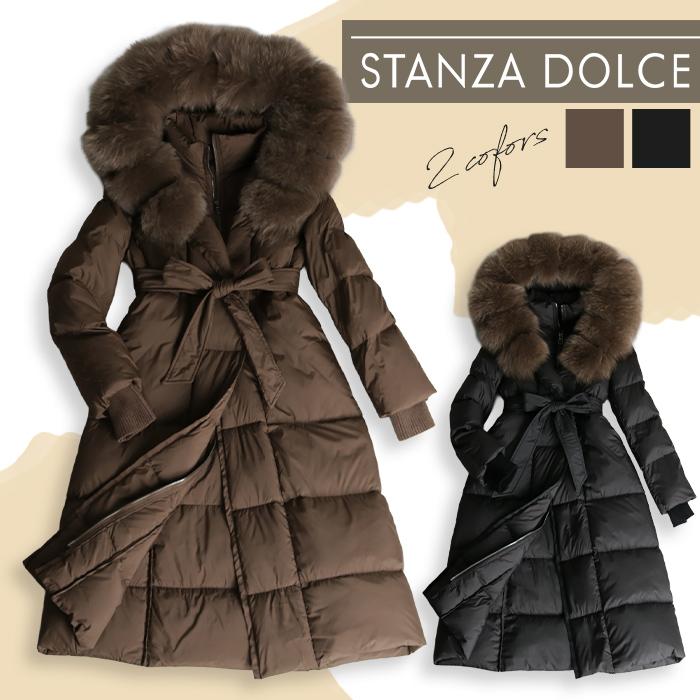 再入荷】ダウンコート レディース ロング フォックスファー コート