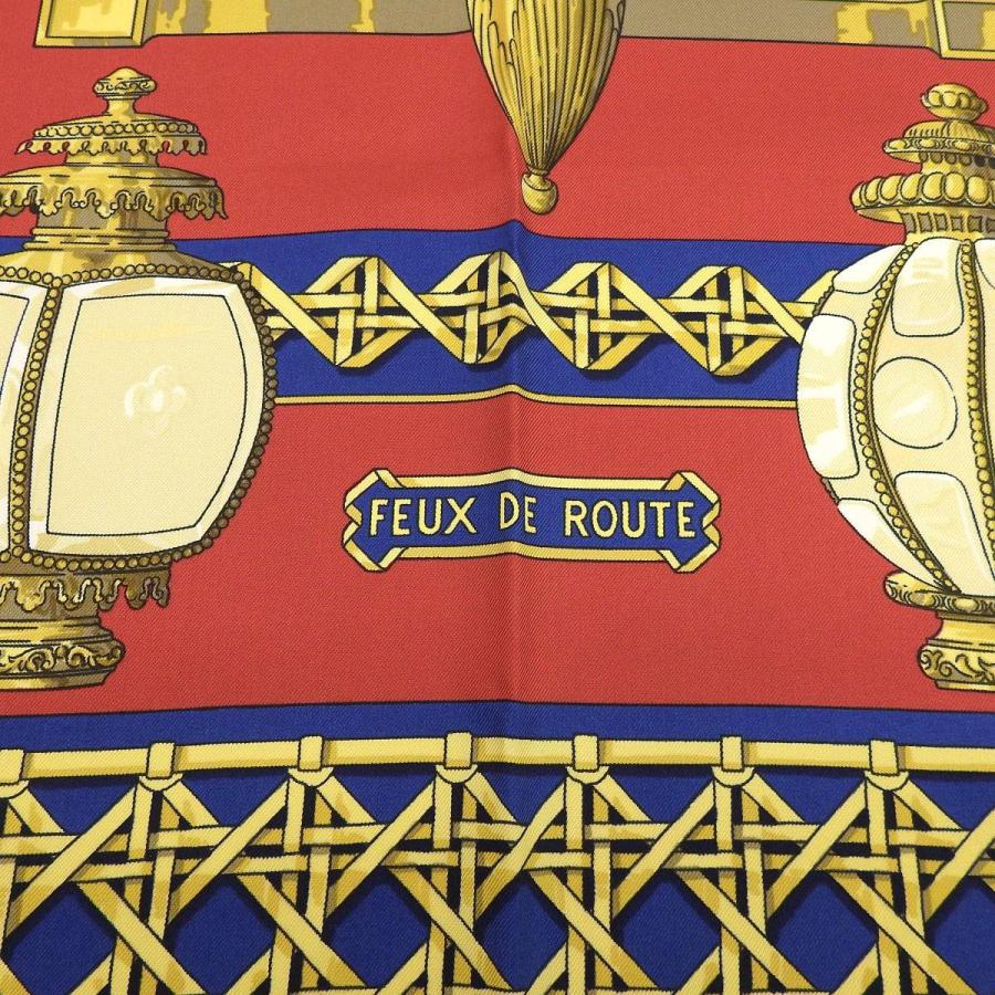 HERMES スカーフ カレ90 FEUX DE ROUTE 馬車のランタン 赤 【公式通販】