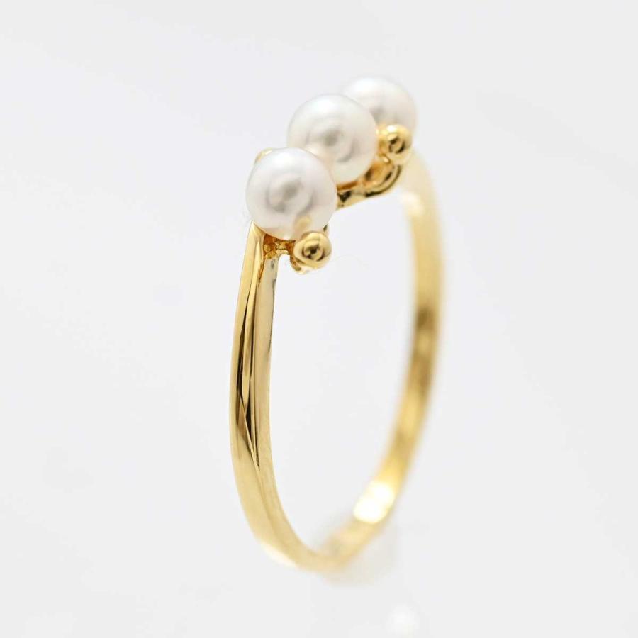 ミキモト MIKIMOTO K18YG ベビーパール 3P パールリング 11号