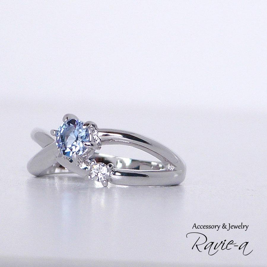 ピンキーリング 指輪 クロスリング シルバー ブルー 無料カラー変更