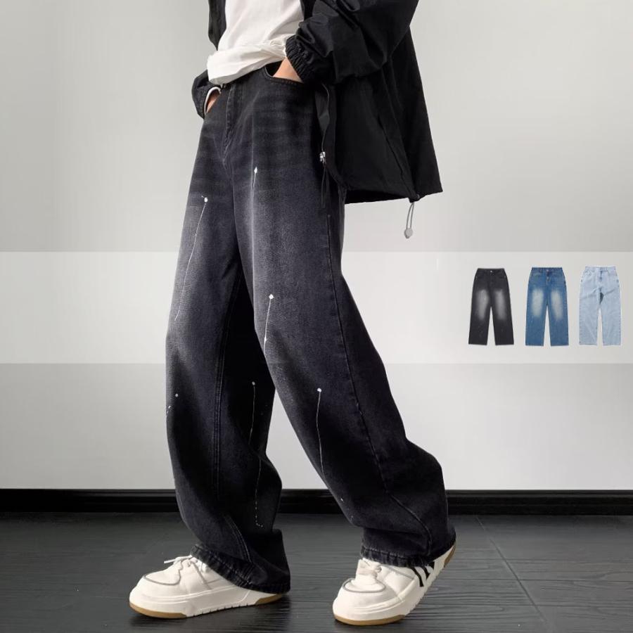 全品送料無料 tsa ワイド デニムパンツ ペイント メンズ レディース