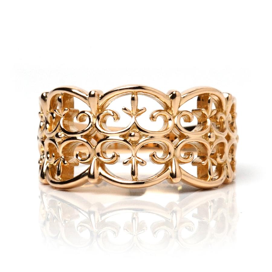 18K リング レディース 指輪 アラベスク レーシーリング 地金 18金 K18