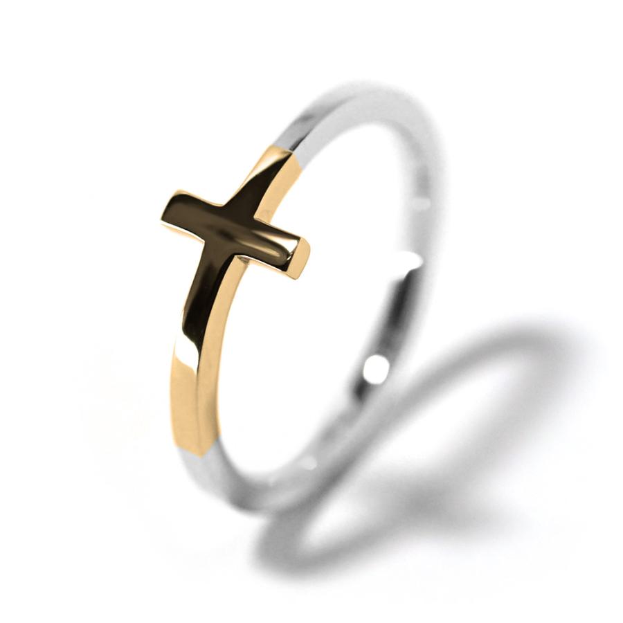 K18/Pt ベイビー クロス リング コンビ レディース 18金 18k プラチナ