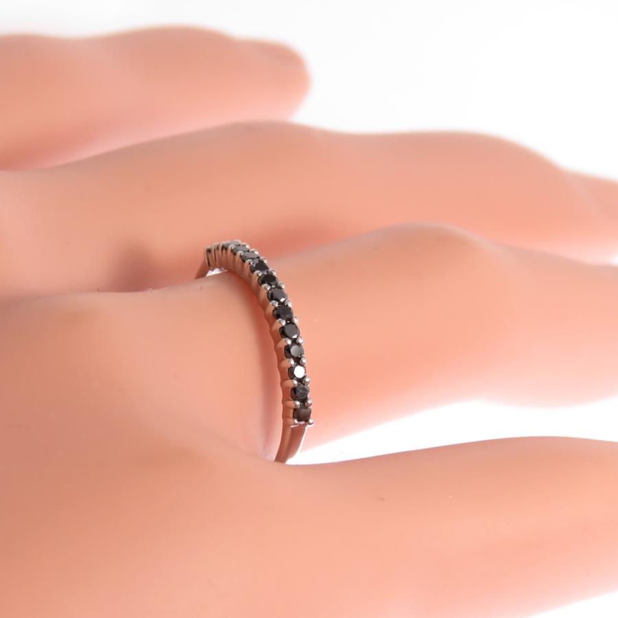 ハーフエタニティリング プラチナ ブラックダイヤモンド 指輪 Pt900 黒