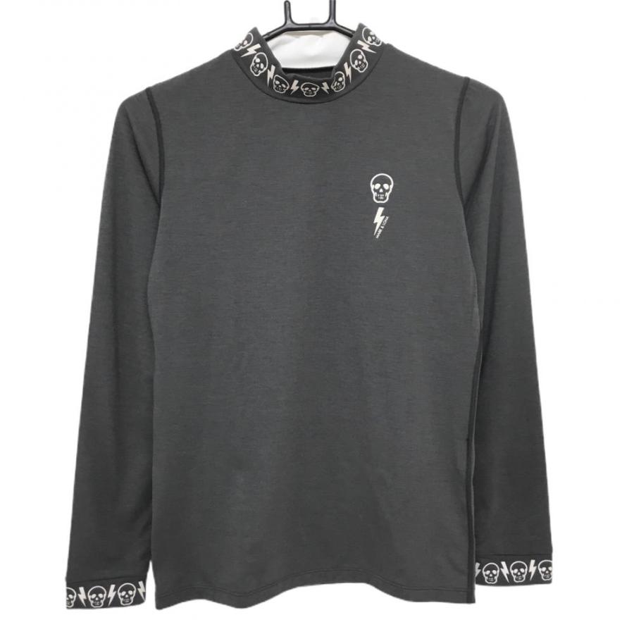 超美品】マークアンドロナ 長袖ハイネックシャツ グレー×白 ネック袖口