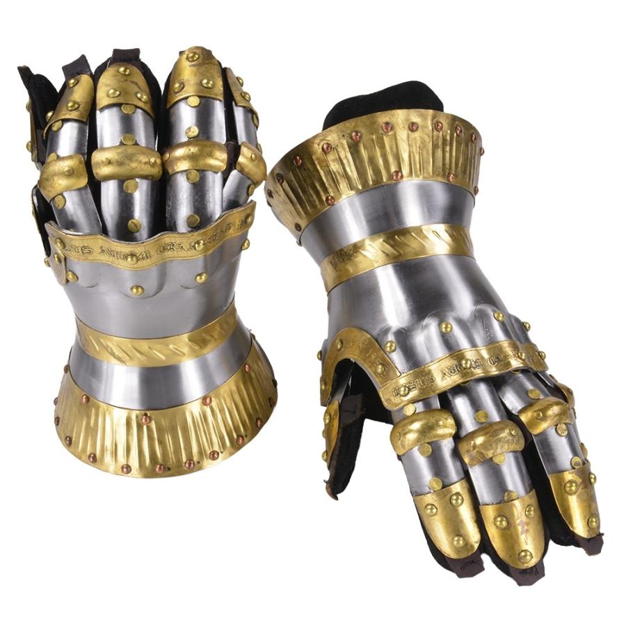 クールブルグ式ガントレット 甲冑籠手 中世防具 革手袋付 ゲットドレス