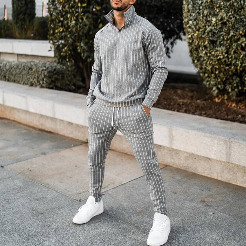 セットアップ パーカー ジップアップパーカ 縦縞スウェットパンツ