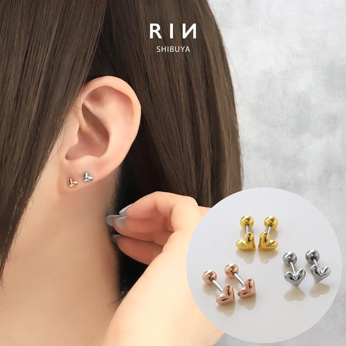 凛 RIN ピアス ネジ式 レディース ハート サージカルステンレス 可愛い