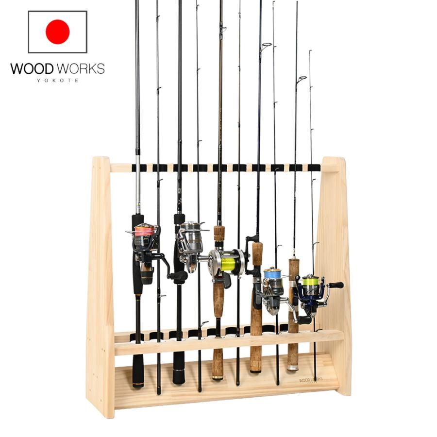 WOODWORKS ロッドスタンド 19本掛 (色：ナチュラル) 木製 日本製 両面