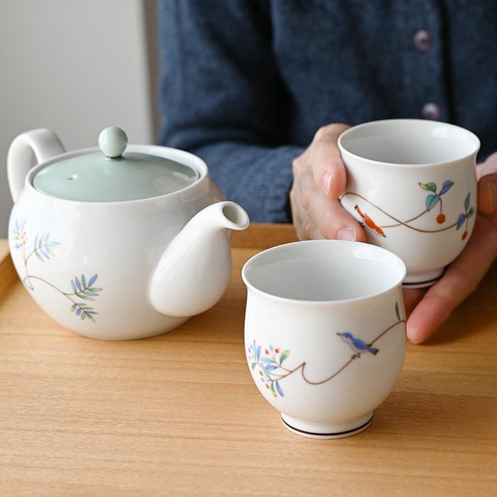 香蘭社 小鳥の詩 茶器セット 急須 日本製 おしゃれ 湯呑 セット 湯呑み